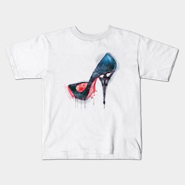 Eiffel Tower Shoe Kids T-Shirt by Marian Voicu